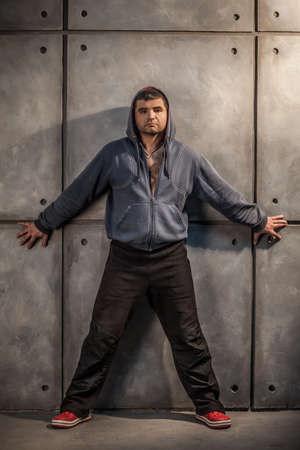 Athletic man on grunge backgroundの写真素材