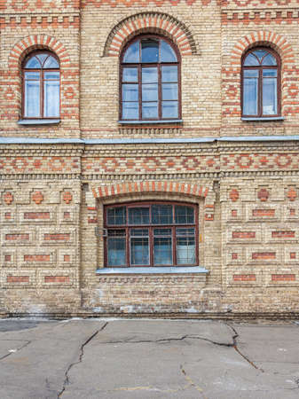 Facade of an old antique houseの写真素材
