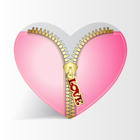 Valentines Day creative greeting card with heart with zipperのイラスト素材