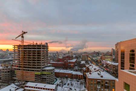 Sunset at the Construction Siteの写真素材