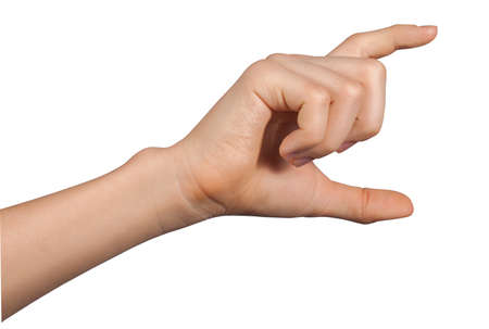 Hand hold virtual card or smart phone on white backgroundの写真素材