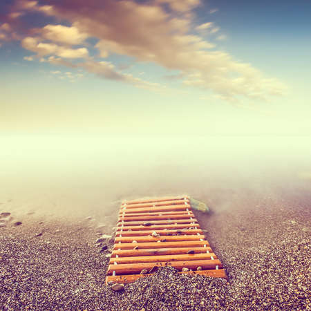 Minimalist misty landscapeの写真素材