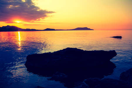 Minimalist Seascape. Coastal Sunrise.の写真素材