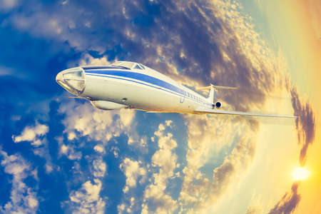 passenger aircraft in flightの写真素材
