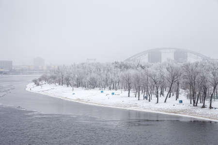 urban beach in winter parkの写真素材