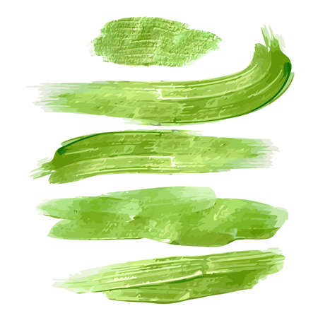 green vector watercolor brush strokes for your design on white backgroundのイラスト素材