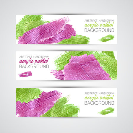 Vector Abstract acrylic painted brush banner on white backgroundのイラスト素材
