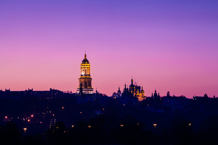 Kiev city skyline by nightの写真素材