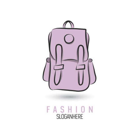 Hand-drawn bag icon or logo template. Backpack. Sketch.のイラスト素材