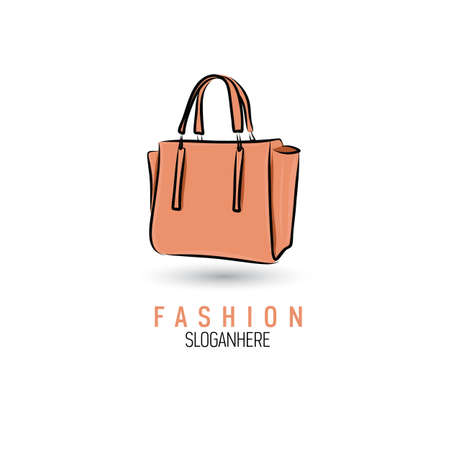 Hand-drawn bag icon or logo template. Handbag  Sketch Vector illustration.のイラスト素材