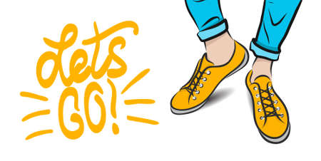 Illustration of top view on sneakers.のイラスト素材