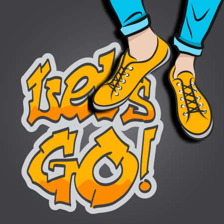Vector illustration top view on sneakers.のイラスト素材