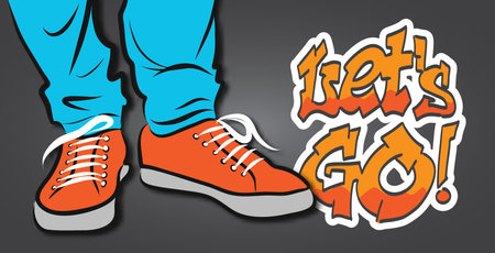 Vector illustration top view on sneakers.のイラスト素材