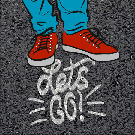 Vector illustration top view on sneakers.のイラスト素材