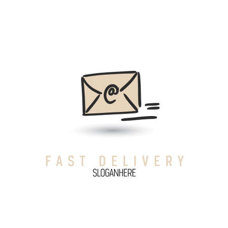 Hand drawn email envelope vector isolated iconのイラスト素材