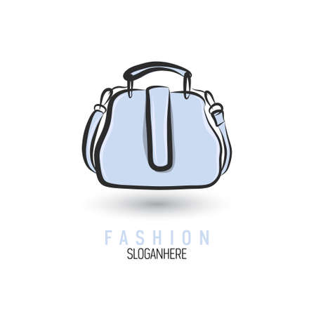 Hand-drawn bag icon or logo template. Handbag. Sketch.のイラスト素材