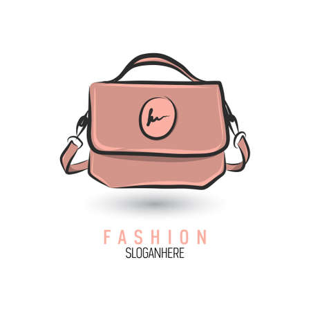 Hand-drawn bag icon or logo template. Handbag. Sketch.のイラスト素材