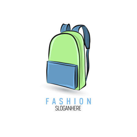 Hand-drawn bag icon or logo template. Backpack. Sketch.のイラスト素材