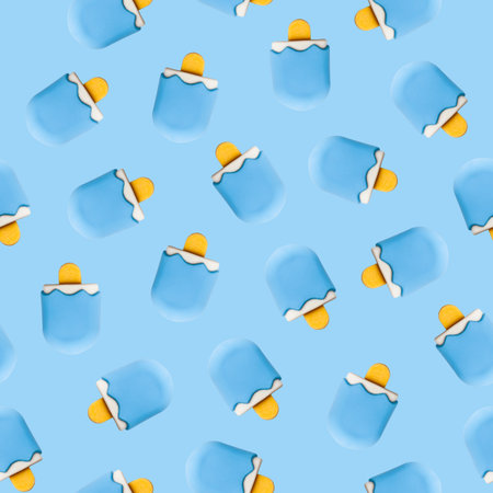 Colorful ice cream seamless pattern. Summer time background.の写真素材