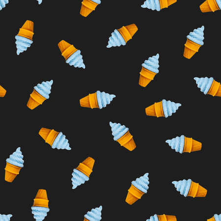 Colorful ice cream seamless pattern. Summer time background.の写真素材