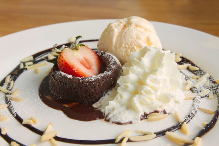 Ice cream and strawberryの写真素材