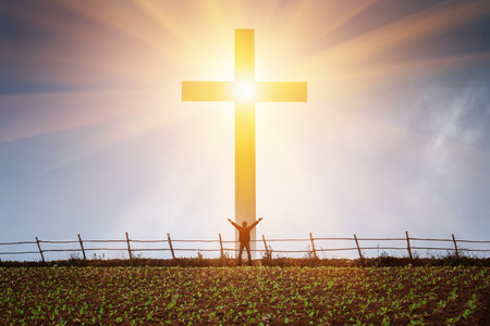 The concept of a believer in Christ is a victory.の写真素材