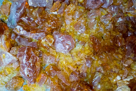 Amber semigem crystals geological mineral. Abstract texture background.