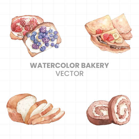 Drinks painted in watercolor on a white background.のイラスト素材