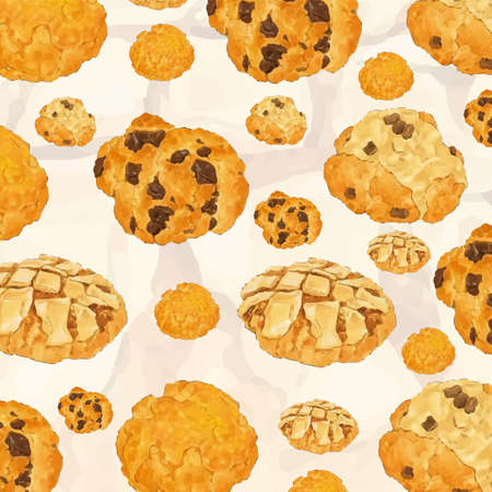 Cookies background painted in watercolorのイラスト素材