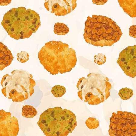 Cookies background painted in watercolorのイラスト素材