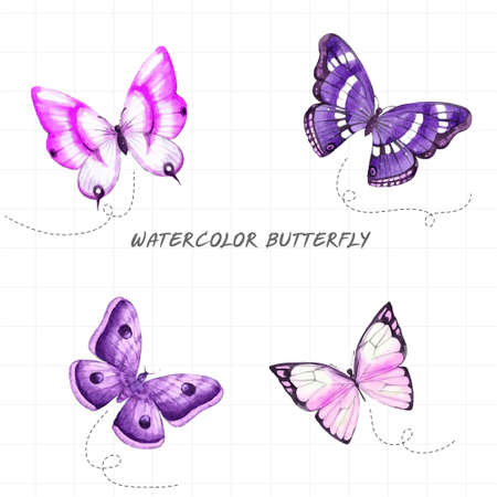 watercolor insects on a white backgroundのイラスト素材