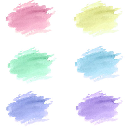 Set of watercolor brush strokes isolated on white background. Vector illustration.のイラスト素材