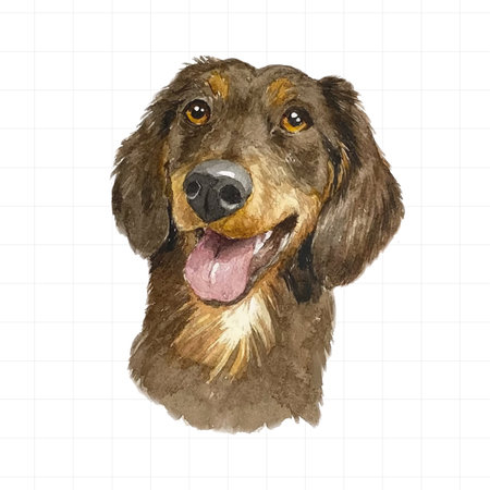 Watercolor portrait of Dachshund dog. Hand drawn illustration.のイラスト素材
