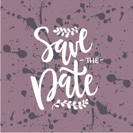 Vector illustration of save the date text with background for wedding. Save the date card/ tag/ badge template. Lettering typography wedding illustration. EPS 10のイラスト素材