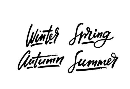 Seasons life style inspiration quotes lettering. Handwritten calligraphy graphic design element. Seasons motivational lettering typography vector illustration isolated on white backgroundのイラスト素材