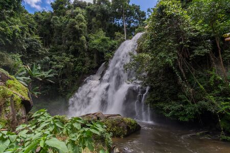 Pha Dok Seaw Waterfall in Mae klang luang village, Doi Inthanon National park, Chiangmai, Thailand.の写真素材