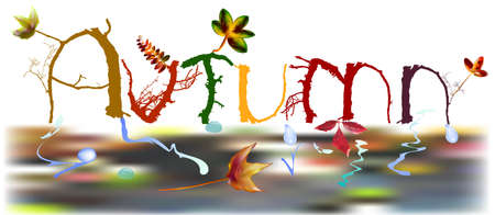 Autumn sign of twigs and leavesのイラスト素材