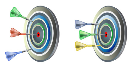 Dartboard with colored arrowsのイラスト素材