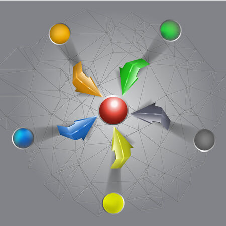 Infographics template for webdesign with colorful buttons and arrowsのイラスト素材