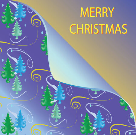 Christmas background with folded corner and treesのイラスト素材