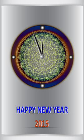 New Years clock with hand drawn patternのイラスト素材