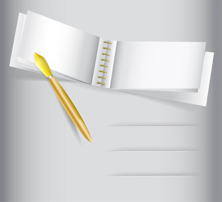 Paper notepad on grey background with a gold penのイラスト素材