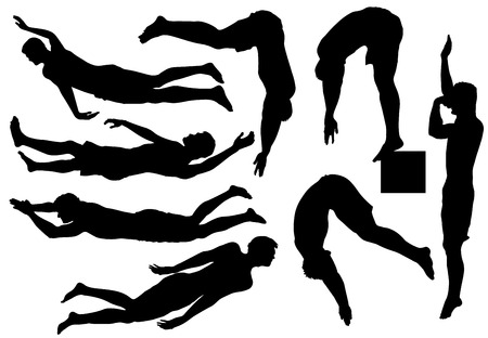 Sports swimming silhouettesのイラスト素材