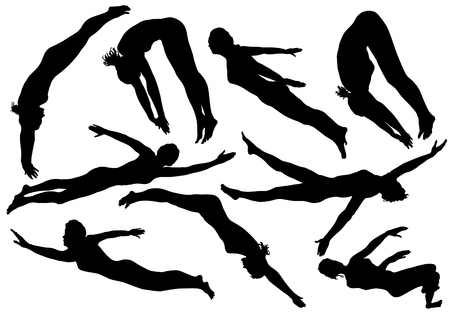 Women swimming sports silhouettesのイラスト素材