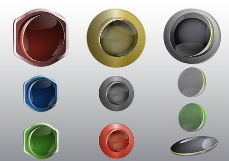 Set of metallic and glass buttons for website and infographicのイラスト素材
