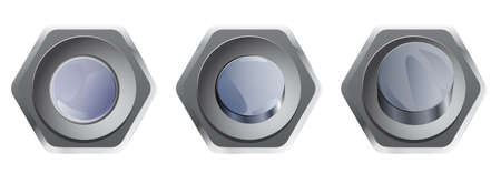 Set of three metallic silver hexagonal buttonsのイラスト素材