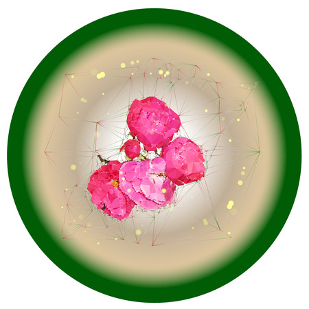 Bouquet of roses on a circular  glowing backgroundのイラスト素材