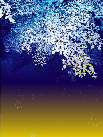 Winter background with trees and leaves covered with snowのイラスト素材