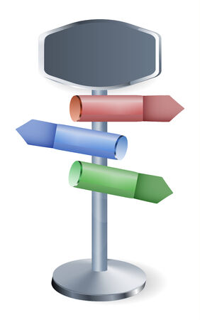 Signpost with tree colorful arrows and gray tableのイラスト素材