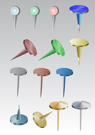 Set of colorful drawing pinsのイラスト素材